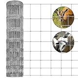Amagabeli 50m Drahtzaun 80/8/15 Schwerlast Feuerverzinkt Knotengeflecht Forstzaun Wildzaun dickverzinkter Stahldraht Weidezaun Vlierendraht Knotengeflecht Zaun für Forst Landwirtschaft Schaf Kuh HC07