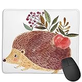 Zollamt Mauspad,Nette Hand gemalt mit entzückendem Igel mit B，Quadratisches Gaming-Mauspad, rutschfeste Gummibasis für Heim-Laptop, Reisen, personalisierter Schreibtisch, 9,5 'x 7,9'