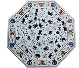 76,2 x 76,2 cm weißer Marmor Esstisch Tischplatte Mosaik Kunst Terrasse Tischplatte mit Elefanten-Design für Heimdek