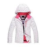ZYZSTR Thermo-Skijacke, winddicht, wasserdicht, abnehmbare Kapuze, für Damen, Skijacken, Winter, Outdoor, Sport, Snowboarden, Windbreaker (Farbe: Weiß, Größe: 2XL)
