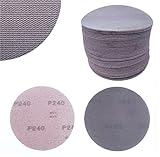 Bamexx Schleifscheiben 125mm Klett Schleif - Papier Träger aus Nylon Gitter - Netz - Schleifscheiben mit Klettrücken für Excenter -Schleifer Nass - und Trocken Schliff Körnung 50x K240