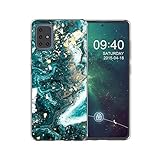 Shazikaihui Hülle Kompatibel mit Samsung Galaxy A71 Hülle Handyhülle Marmor TPU Silikon Weiche Schlank Schutzhülle Handytasche Flexibel Case Handy Hülle für Samsung A71 (Grün Weiß Flow Gold)