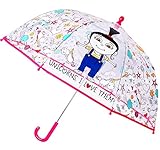 alles-meine.de GmbH Regenschirm -  Minions - Ich einfach unverbesserlich / Agnes & Einhorn  - Kinderschirm transparent - Ø 74 cm - Kinder Stockschirm - Schirm Kinderreg