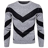 Yikesnt Herren Pullover Pullover Strickpullover Rundhals Colorblock Linie Top Langarm Mode bequem lässig vielseitig gutaussehend XXL