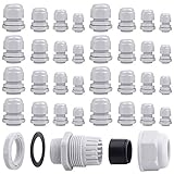 KINDPMA 32 Stück Kabelverschraubung Set Grau Kabelverschraubungen mit Gegenmutter Wasserdicht Kunststoff Verschluss Kabel Verschraubung IP68 M12 M16 M20 M25