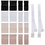 Rovtop 16pcs Bra Extender Erweiterung Gurt für Frauen-BH Verschiedene Farben (schwarz, weiß, hellrosa) 2 Haken 3 Haken mit eine BH-Träger, Mehrfarbig