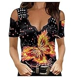YJUU Blusenbody Kurzarm Tunika Gr 46 Bluse Kurzarm Festliche Oberteile Lange Hemdbluse Weiss Tops Schwarz Blusenstoff Meterware Viskose Blumen Tunika Bluse Große Größen Ob