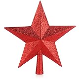 com-four® Christbaumspitze in Stern-Form - Roter Stern für die Weihnachtsbaum-Spitze - Weihnachtsbaumschmuck - Christbaum-Schmuck