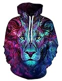 WBYFDC Starry Lion 3D Digitaldruck Hoodies Männer Und Frauen Paare Animal Series Sweatshirts Pullover Langarm Freizeitjack