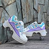GKZJ Roller Skates,Sneakers,Verstellbare Quad-Rollschuh Stiefel Skateboardschuhe,2 in 1 Mehrzweckschuhe Schuhe mit Rollen Skateboardschuhe,41