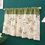 NMDCDH Kurzer Vorhang für Küche, Pastoral Style Floral Cafe Vorhang Baumwolle Polyester Mischung Fenster Volant Stangentasche Halbe Vorhangplatte für Bücherregal Badezimmer,Beige,B x H 14