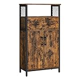 VASAGLE Badezimmerschrank, Sideboard, Aufbewahrungsschrank, verstellbare Ablage, Stahlgestell, für Wohnzimmer, Küche, Industriestil, vintagebraun-schwarz LSC261B01