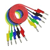 FOUTP 5 Stück Banana Plug Kabel Krokodilklemme 1m Messleitung 4mm Bananenstecker 5 Farben Kabel Messleitungen Für Multimeter Spannungsprüfer Strommessgeräte Stromprüfer Widerstandsmessg