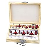 HSEAMALL 15-teiliges Fräser-Set, 1/4 Inch 6.35 mm Schaft, Wolframcarbid, Holzfräser, Werkzeuge mit Schraubenschlü