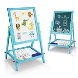 USELUCK 2 in 1 schwarz/weiß Zeichenbrett mit Papierrolle, Puzzles, Geschenke für 3 Jahre und bis Kinder (blue)