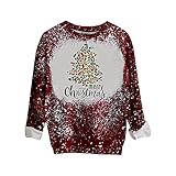 Sumeiwilly Damen Sweatshirt Weihnachtsdruck Langarmshirt Langarm Elegant Freizeitpullover Lässiges Lose Langarmshirt Herbst/Winter All-Match Streetwear Rundhals Casual Oberteile B