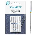 SCHMETZ Nähmaschinennadeln | 5 Jeans-Nadeln | 130/705 H-J | Nadeldicke: 110/18 | auf Allen gängigen Haushaltsnähmaschinen einsetzbar | geeignet für das Verarbeiten von Jeans und ähnlichen S