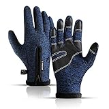 Podanic Herren Ski warme Handschuhe, Wind- und wasserdichte Sport Handschuhe, rutschfest MTB-Handschuhe, Touchscreen-Funktion Fahrradhandschuhe, Winterhandschuhe für Herren&D