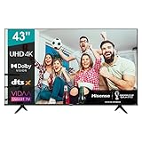 Hisense 43A6GG 108cm (43 Zoll) Fernseher, 4K UHD, Smart TV, HDR, Dolby Vision, Triple Tuner DVB-C/S/ S2/ T/ T2, Frameless, WiFi, Bluetooth, Alexa Built-In, DTS Virtual X, Hotel Mode, Schwarz [2022 ]