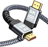 Kurz HDMI 2.1 Kabel 1m, Snowkids 48Gbps HDMI 2.1 Geflochtenes Kabel-4K bei 120Hz 7680P, DTS: X, HDCP 2.2 & 2.3, HDR 10, eARC, Dynamisches HDR, kompatibler Projektormonitor PS 3/4