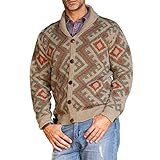 Pajiay Strickwaren Herren Revers Gemischte Farbe Jacquard Strickjacke Herren Slim Fit Trend Mode Sweater Herren Komfortabel Sanft Atmungsaktiv Übergangsjacke Herren B-007 L