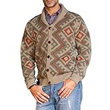 Pajiay Strickwaren Herren Revers Gemischte Farbe Jacquard Strickjacke Herren Slim Fit Trend Mode Sweater Herren Komfortabel Sanft Atmungsaktiv Übergangsjacke Herren B-007 3XL