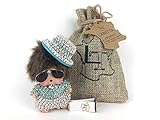 Lanitta Lufterfrischer für Auto, Original, Kiki Monchhichi, Jungen, Cowboy-Stil, Hut und Brille, Schwarz, mit Schnuller, schönes Deko-Objekt fü