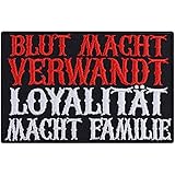 Aufnäher Blut Macht verwandt-Loyalität Macht Familie Aufbügler Biker Patch Rocker Bügelbilder Metal Sticker Geschenk Motorrad-Fahrer DIY Applikation für Jacke/Weste/Jeans/Boots/Koffer 85x55