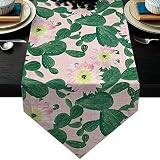 Banemi Weihnachtsdeko Tischläufer, Joy Tischdecke Rosa Grün Blumen Bettwäsche aus Baumwolle 33X229cm Deko Taufe Vintag