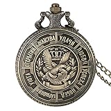 YJRIC Taschenuhr Retro russische Münze Replik geprägtes Metall Quarz Taschenuhr Bronze Anhänger Halskette antike Münzen Uhr Geschenke für Männer F