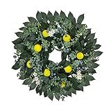 CAETNY Türkranz Künstlicher Blaubeer-Zitronen-Kranz Frühling Sommer Faux Floral, 20,4 Zoll Kranz Haustür Hängende Girlande für Innen (Farbe : Grün)