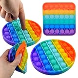 JONOTOYS Magic Pop It Regenbogen Push Pop Rund oder Eckig Squeeze Antistress Spiel Fidget Noppen Kinder 12cm 1 Stück