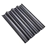 Baguette Backform, Brot Backen Zubehör, Backformen, Baguette-Backblech mit Antihaftbeschichtung für 4 Baguettes, Hochwertige Backform Baguette (38 x 33 x 2cm Schwarz)