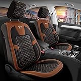 Auto-Sitzbezüge Vordersitze Auto-Sitzbezug Set Fahrersitz und Beifahrer Auto-Zubehör Schonbezug Autositzbezüge passend für Mitsubishi Outlander in Schwarz Braun Roy