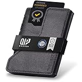 QIP® Slim Wallet mit Münzfach [RFID Schutz] - Edles Echtleder Karten Portmonnaie - TÜV-GEPRÜFT Kreditkartenetui für Herren - Geldbörse Herren klein Smart Wallet Mini W