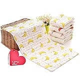 5 Stück Baby Musselin Waschlappen, Multifunktionales Babytuch, Gesichtstücher Baumwolle Handtuch Super Absorbent Weiche natürliche für Neugeborenes Baby Kinde, Jungen, Mädchen,25x48