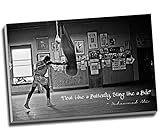 Leinwanddruck, Motiv Muhammad Ali Champion, Zitat Float Like A Butterfly (Schwebe wie ein Schmetterling), 76,2 x 50,8 cm, Schwarz / Weiß