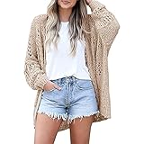 Herbst Und Winter Damen Casual Fashion V-Ausschnitt Einfarbig Hohl Langarm Pullover Lose Strickjacke D