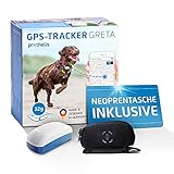 Prothelis Greta Hunde GPS Tracker Mini Peilsender mit App inklusive Neoprentasche | Tracking GPS für Hunde mit Akku Laufzeit bis 5 Tage 32g leicht wasserdicht | GPS Tracker Hund klein unauffällig