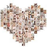 100 Stück Beige Ästhetisches Bild für Wandcollagen, shirylzee Bilder Set Boho Stil Collage Druck Set Kunstdrucke 4'x 6', Zimmer Deko Aesthetic Schlafsaal Foto Display Poster für Mädchen S