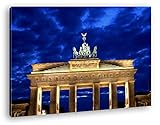 gigantisches Brandenburger Tor bei Nacht Effekt: Zeichnung im Format: 80x60 als Leinwandbild, Motiv fertig gerahmt auf Echtholzrahmen, Hochwertiger Digitaldruck mit Rahmen, Kein Poster oder Plak