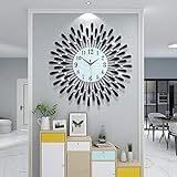 Wanduhr Groß XXL Schwarz, Wand Uhrwerk Groß Modern, Mode EuropäIsche Inneneinrichtung Uhr Schmiedeeisen Mute Quarz für Wohnzimmer, Küche, Büro und Schlafzimmer,70 * 70