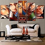 MPPSU Einteiliges Anime-Charakterposter Wanddekoration Wohnzimmer Leinwandbild Jugendzimmer Poster Set Modern 5 Teiliges Wandbild Bedroom Decor XXL Bilder Mit Rahmen 100*50