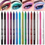 15 Eyeliner Bunt Set Farbe Eyeliner Schatten Stift, Eyeliner Bleistift Neon Eyeliner Matte Glitter Eyeliner Kit bunt Eyeliner Frauen Eye Liner Professionelle Augen eyeliner wasserfest schw