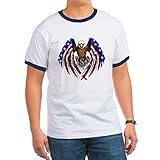 CafePress FLAGEAGL2.Png T-Shirt Ringer Gr. M, marineblau / weiß