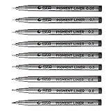 Willingood Fineliner Pigment Liner Set [9 Stück] mit 8 Linienbreiten und 1 Brush（schwarz Fineliner Stifte Artist Set Pigment L