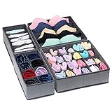 homyfort Faltbare Aufbewahrungsbox für Schublade Organizer Schrank Trennfächer, Büstenhalter Unterwäsche Schubfach, 4er Set, Grau Leinen, XDSS4