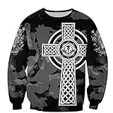 HQLCX Herren Viking God Hoodies 3D Gedruckte Tattoo Sweatshirt Hoodie Harajuku Herbst Streetwear Unisex Casual Trainingsanzug,Sweatershirt,XL