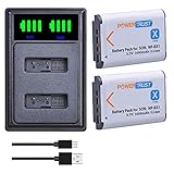 PowerTrust 2er Pack 1600mAh NP-BX1 Akku + NP BX1 Akku LED Dual Ladegerät mit Typ-C Anschluss für Sony FDR-X3000R RX100 M7 M6 AS300 HX400 HX60 WX350 AS300V HDR-AS300R FDR-X3000