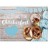 15 Einladungen zum Oktoberfest 2021 / Format DIN A6, 2-seitig/Rustikal bayrisch/Einladungs-Karten zum Oktober-Fest mit Umschlägen/Garten Party
